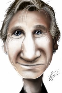 Neeson, one of the most celebrated dramatic actors of the 20th century, has allowed himself to become a bit of a caricature of himself. But why?  (Sketch by Cesar Mascarenhas)